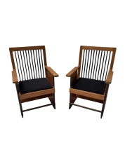 Two Art Deco Modernist High Back Armchairs by Architect Caspers, 1920s